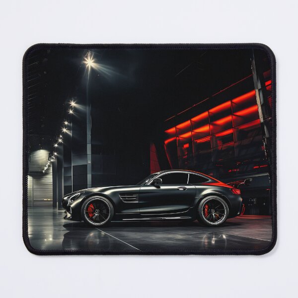 Item preview, Powerful sports car highlighted by red-lit futuristic architecture at night designed and sold by RevUpDesign.