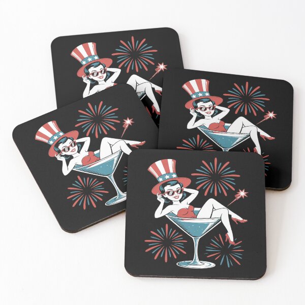Artikelvorschau, USA Pin-up-Girl Martini Feuerwerksparty entworfen und verkauft von velltoons.