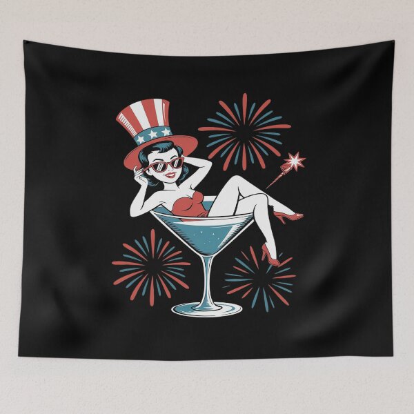 Artikelvorschau, USA Pin-up-Girl Martini Feuerwerksparty entworfen und verkauft von velltoons.