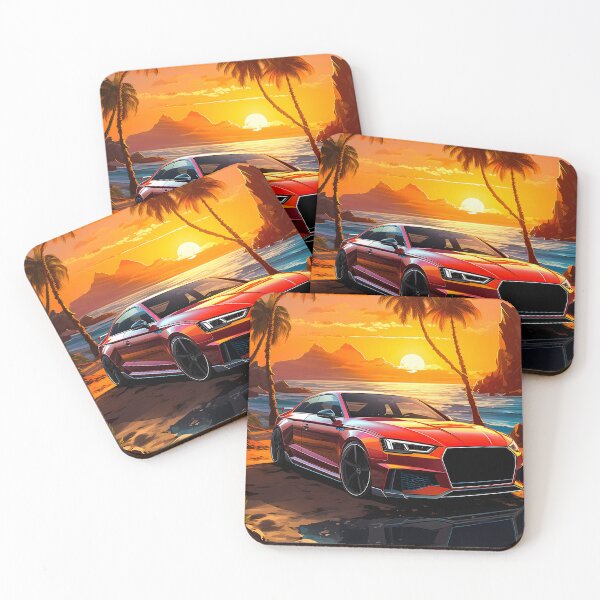 Item preview, Vibrant ocean horizon glowing behind a low performance car designed and sold by RevUpDesign.