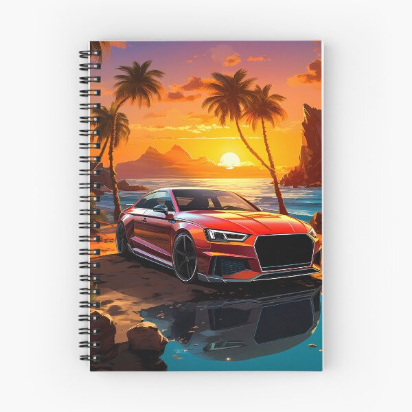 Item preview, Vibrant ocean horizon glowing behind a low performance car designed and sold by RevUpDesign.