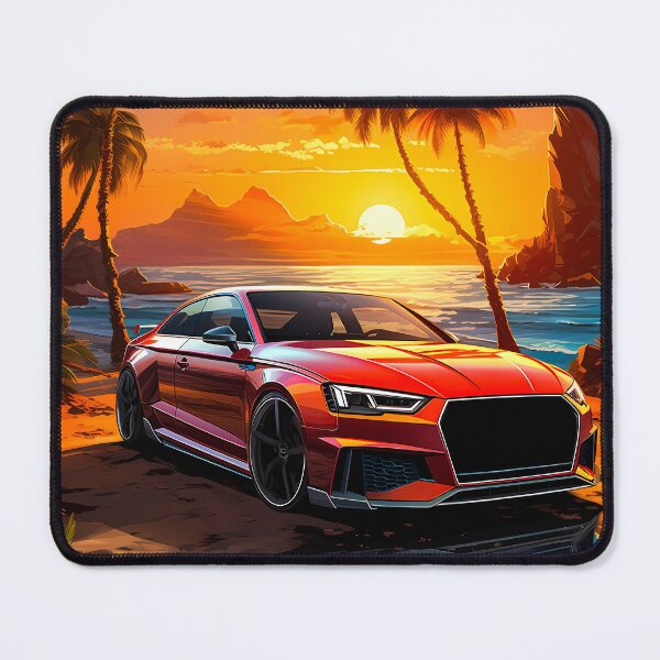 Item preview, Vibrant ocean horizon glowing behind a low performance car designed and sold by RevUpDesign.