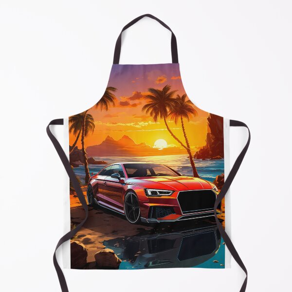 Item preview, Vibrant ocean horizon glowing behind a low performance car designed and sold by RevUpDesign.
