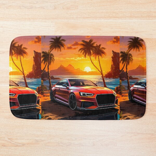 Item preview, Vibrant ocean horizon glowing behind a low performance car designed and sold by RevUpDesign.