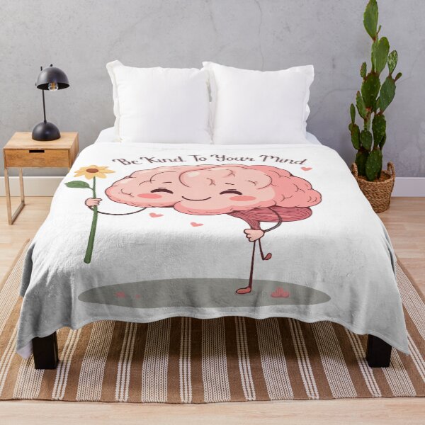 Item preview, Be Kind To Your Mind – Cute Brain Cartoon Mental Health Awareness Design designed and sold by Design-Pro-21.