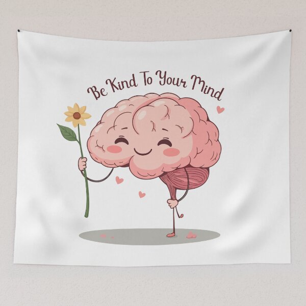 Item preview, Be Kind To Your Mind – Cute Brain Cartoon  Mental Health Awareness Design designed and sold by Design-Pro-21.