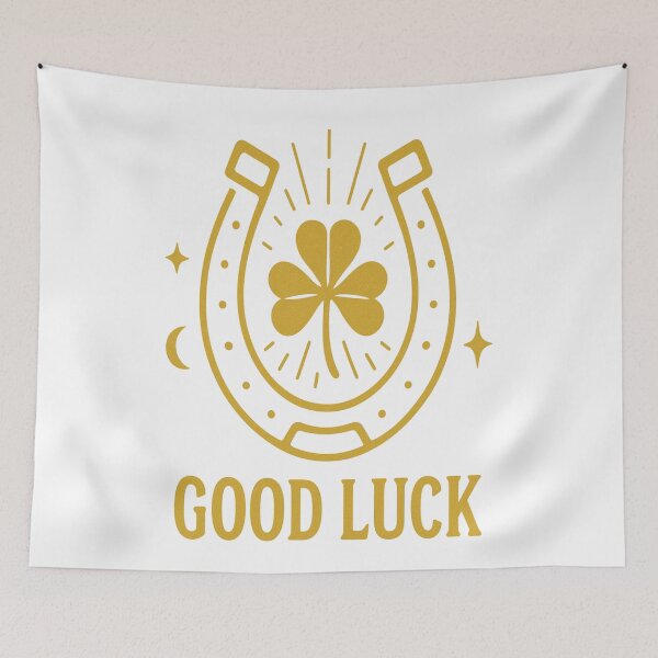 Item preview, Golden Good Luck Horseshoe Clover Art designed and sold by HiteshArt111.