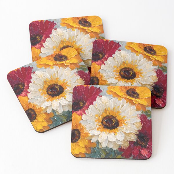 Item preview, Close Up Impressionist Sunflower Field Warm Orange and Red Tones designed and sold by daila70.