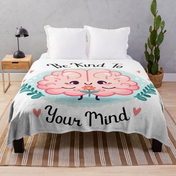 Item preview, Be Kind To Your Mind – Cute Brain With Flowers & Hearts Mental Health Awareness Design designed and sold by Design-Pro-21.