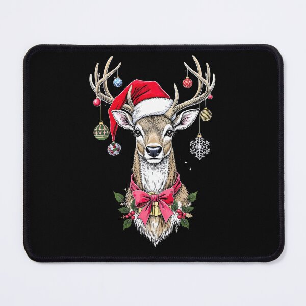 Item preview, Christmas Deer – Elegant Apparel Illustration | Decorated Antler Deer with Gift designed and sold by ColorSplash123.