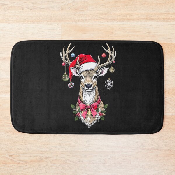Item preview, Christmas Deer – Elegant Apparel Illustration | Decorated Antler Deer with Gift designed and sold by ColorSplash123.