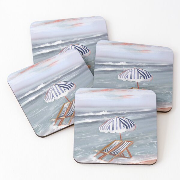 Item preview, Coastal Serenity: Watercolor Beach Chairs and Striped Umbrella designed and sold by jassoart.