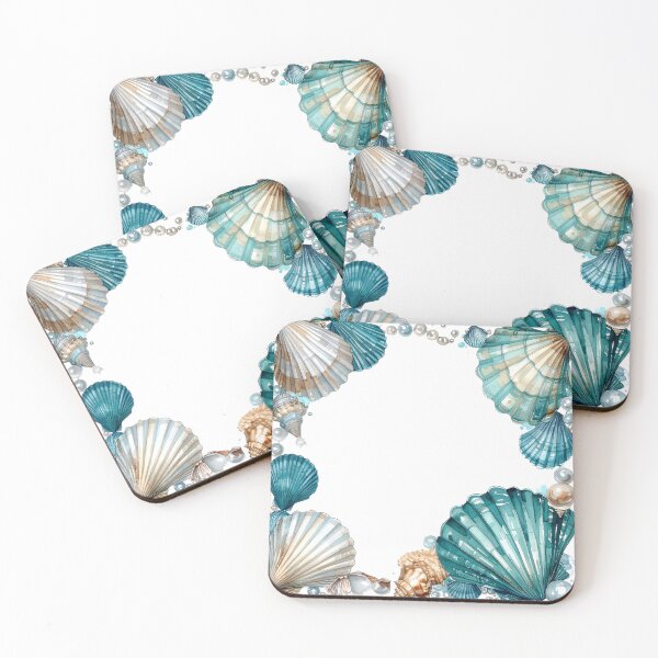 Item preview, Watercolor Seashell and Pearl Border Frame Design Art designed and sold by takeng07.