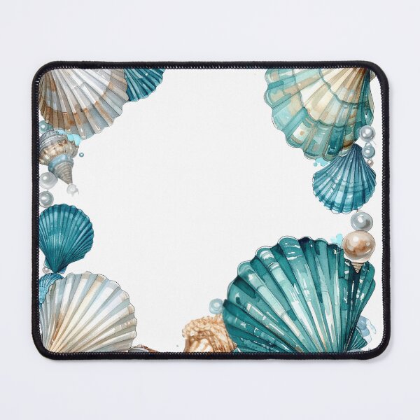 Item preview, Watercolor Seashell and Pearl Border Frame Design Art designed and sold by takeng07.
