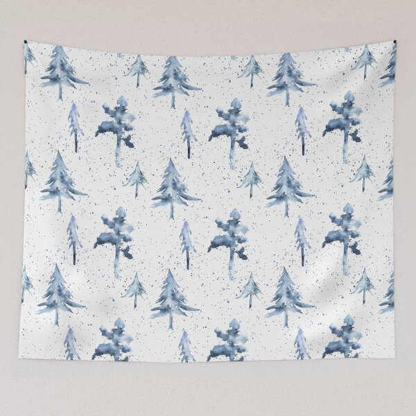 Item preview, Watercolor Snowy Trees Pattern on White designed and sold by Flowersforbear.