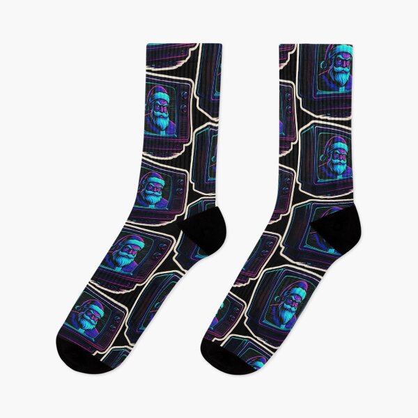 Item preview, VHS Christmas Nostalgia – Neon Santa CRT – Gift for 80s Kid • Vaporwave • Neon Retro CRT designed and sold by JacobKAurumhead.