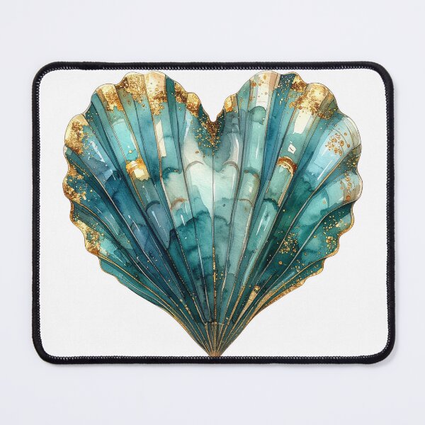 Item preview, Ocean Love Seashell Heart Watercolor with Gold Flecks designed and sold by takeng07.