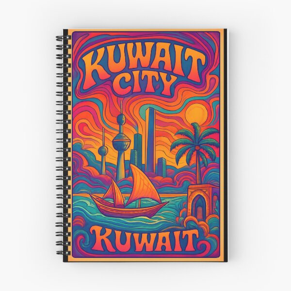Item preview, Kuwait City Psychedelic Travel Poster - 70s Retro Art designed and sold by Cosmopolis.