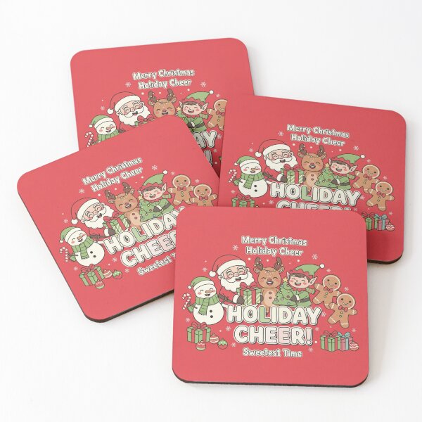 Item preview, Merry & Cute Christmas Character Red Background Kawaii designed and sold by Siamcatshop.