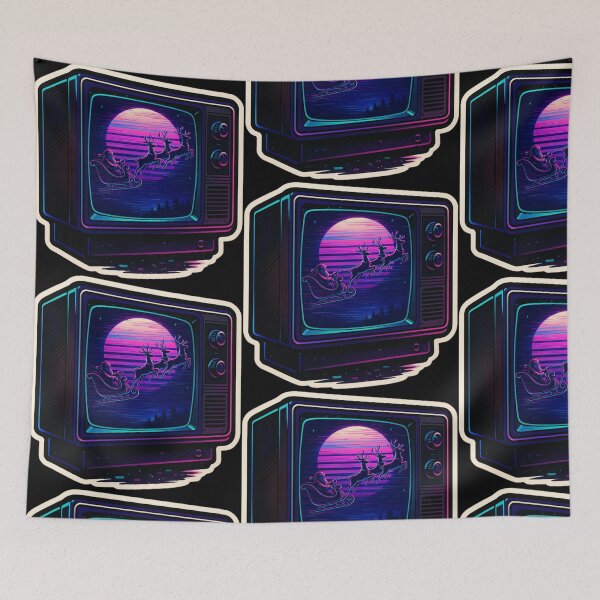 Item preview, VHS Christmas Nostalgia – Neon Santa Moon Flight – Gift for 80s Kid • Vaporwave • Neon Retro CRT designed and sold by JacobKAurumhead.