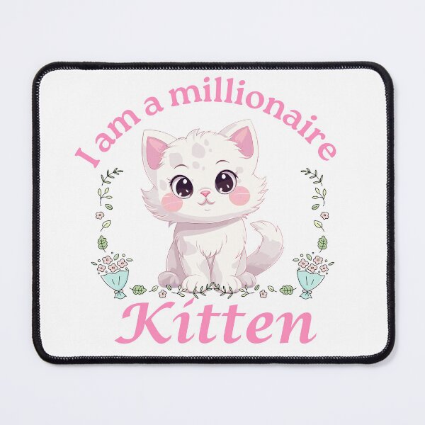 Item preview, I Am a Millionaire Kitten - Cartoon Kitten with Floral Wreath designed and sold by Love3Happy.
