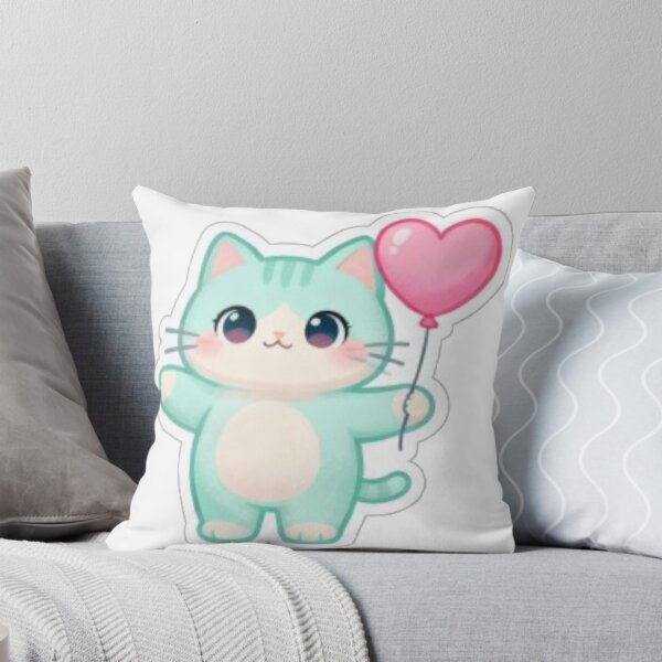 Item preview, Lindo gato kawaii con globo de corazón designed and sold by MiniPrintMagic.