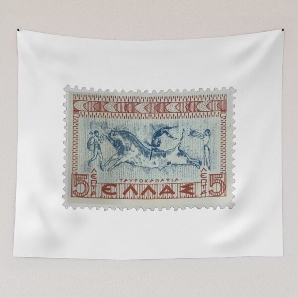 Aperçu de l'œuvre Timbre-poste vintage de Grèce représentant un taureau (Hellas) créée et vendue par red-amber65.