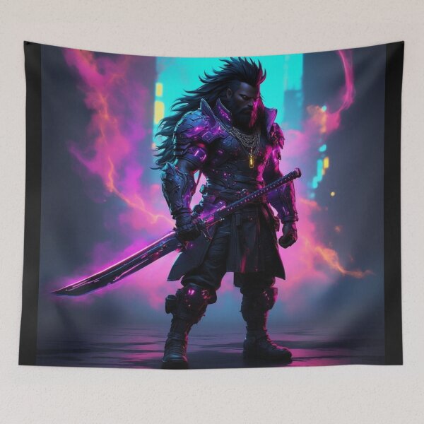 Item preview, Neon Dark Warrior Holding a Sword designed and sold by SweetRossel.