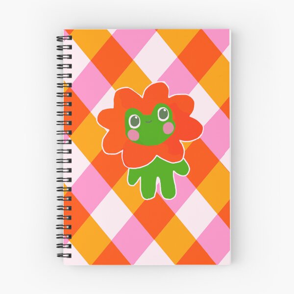 Item preview, Cute Cartoon Frog With Red Flower – Kawaii Frog Illustration on Colorful Plaid Background designed and sold by Naine  M..