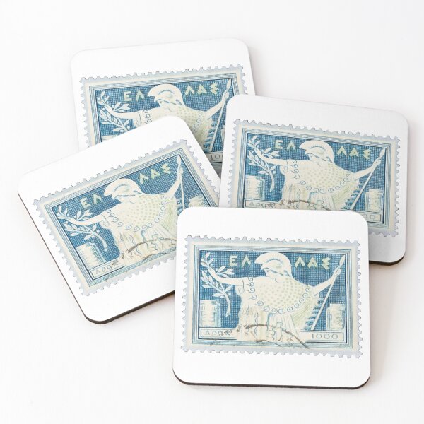 Item preview, Vintage Greece Blue Olive Branch Postage Stamp designed and sold by red-amber65.