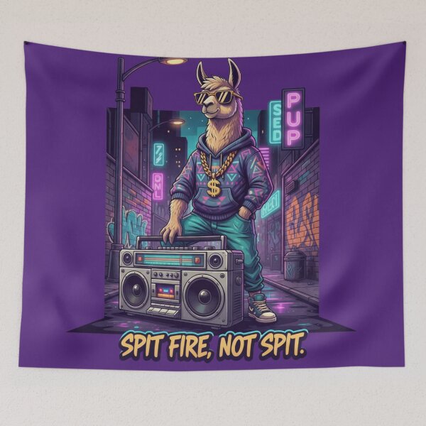 Item preview, Spit Fire Not Spit Llama T-Shirt - Hip Hop Llama Rapper, Alley Cat Vibe, Street Art Lyricist Gift designed and sold by Searching ideas.
