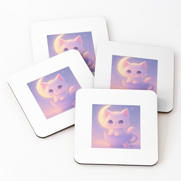 Item preview, Pastel Shy Kawaii Kitty – Soft Anime Glow Art designed and sold by LovelyCatGalaxy.