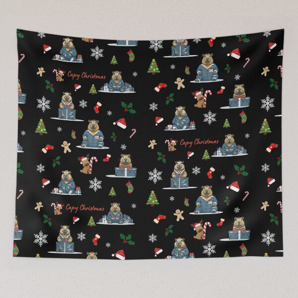 Item preview, Capy Christmas - Capybara Pattern, Cute Holiday Animal Design designed and sold by Sir Capy B.