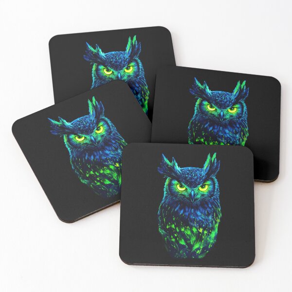 Item preview, The Neon Owl | Glowing Night Guardian designed and sold by Dakson Design - Fantasy Art.