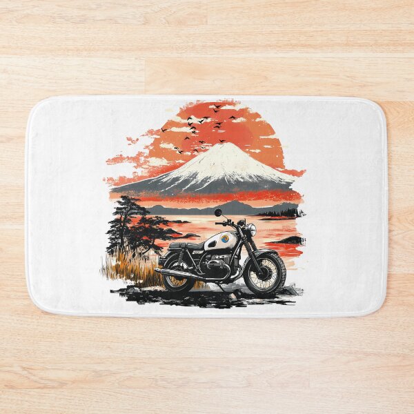 Item preview, Vintage Motorcycle with Mount Fuji Sunset – Japan Scenic Ride Artwork designed and sold by DesignArtist.ia.