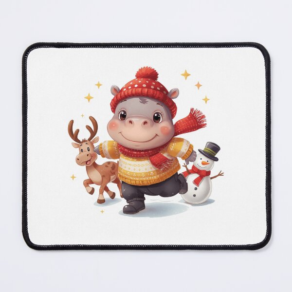 Item preview, Festive Hippo Adventure with Reindeer and Snowman designed and sold by BonnieGlam13.