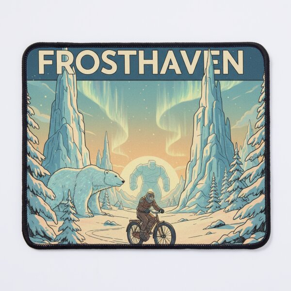 Item preview, Frosthaven Eternal Winter – Retro Cycling Travel Print designed and sold by loccotown168.