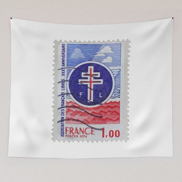 Item preview, Vintage France Red Blue Symbol Postage Stamp designed and sold by red-amber65.