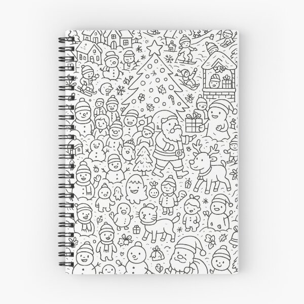 Item preview, Cute Christmas Doodle Collage – Festive Winter Coloring Illustration designed and sold by Still Breathing Studio.