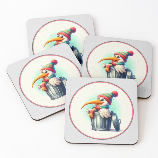 Item preview, Cheerful Ibis in a Winter Hat in a Trash Can – Humorous Illustration designed and sold by Art-Arcade6.