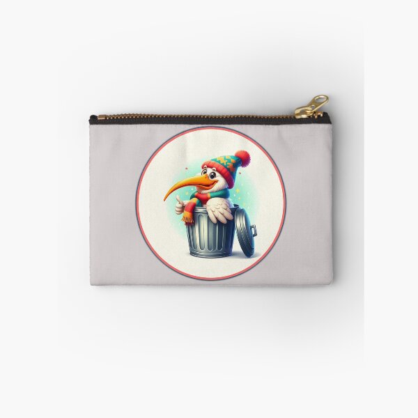 Item preview, Cheerful Ibis in a Winter Hat in a Trash Can – Humorous Illustration designed and sold by Art-Arcade6.