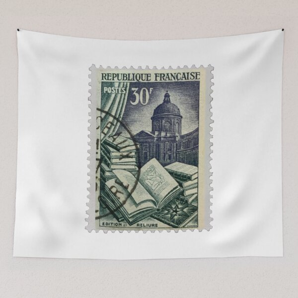 Item preview, Vintage France Book Library Postage Stamp designed and sold by red-amber65.