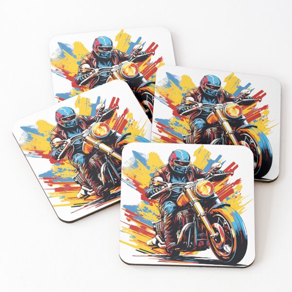 Item preview, Colorful Motorcycle Rider Artwork – Vibrant Retro Biker Illustration designed and sold by DesignArtist.ia.