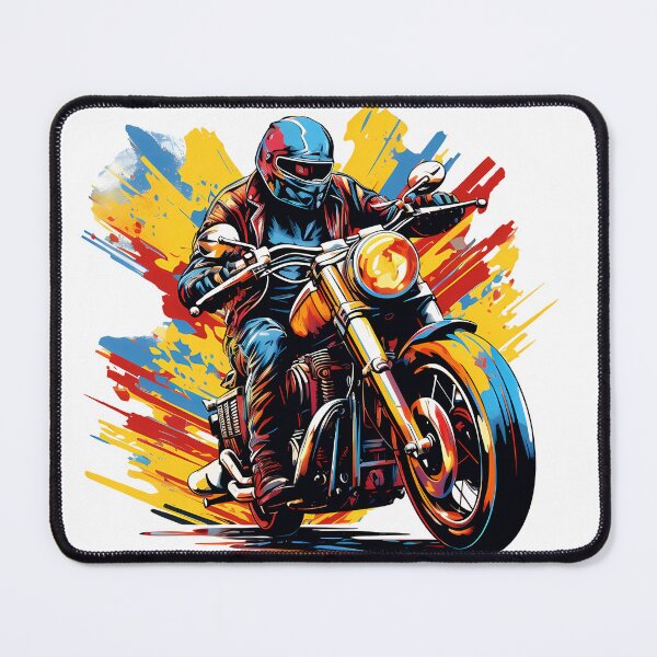 Item preview, Colorful Motorcycle Rider Artwork – Vibrant Retro Biker Illustration designed and sold by DesignArtist.ia.