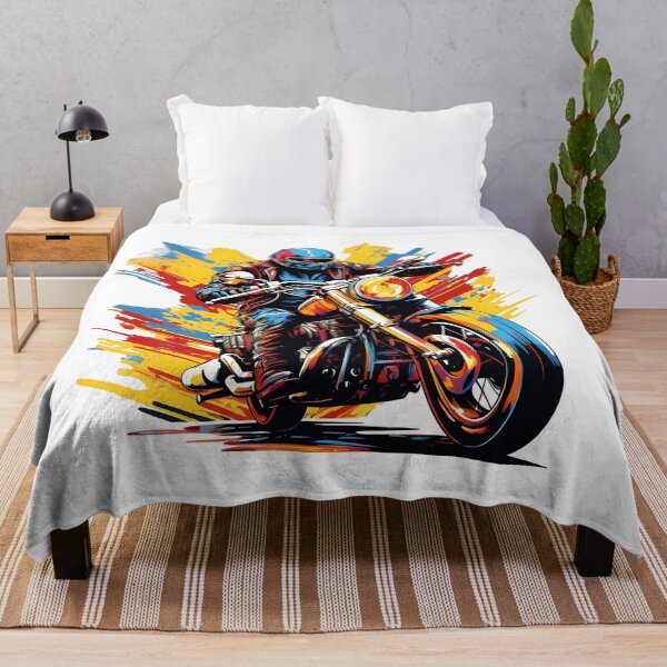 Item preview, Colorful Motorcycle Rider Artwork – Vibrant Retro Biker Illustration designed and sold by DesignArtist.ia.