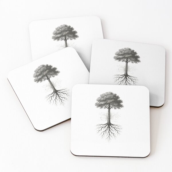 Item preview, Tree of Knowledge – Double-Exposure Tree & Roots with Math/Science Diagrams (Monochrome) designed and sold by shinelikevenus.
