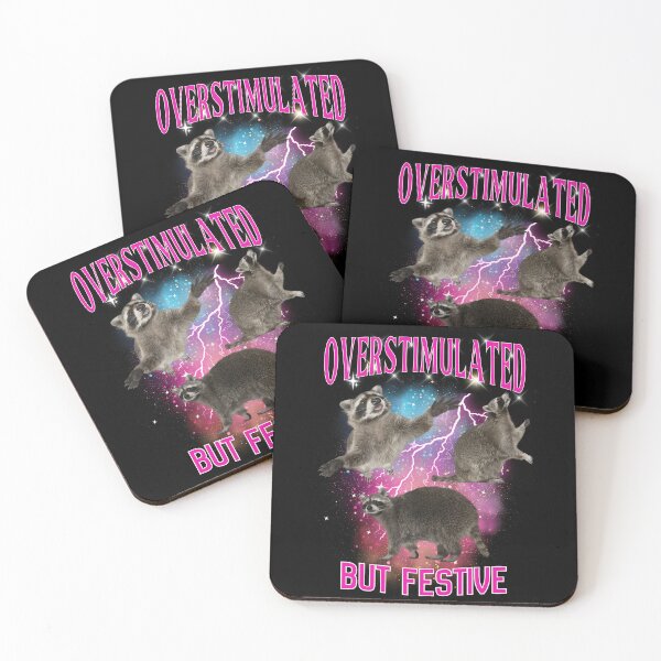 Item preview, Raccoon meme overstimulated but festive christmas designed and sold by Grace-Cop.