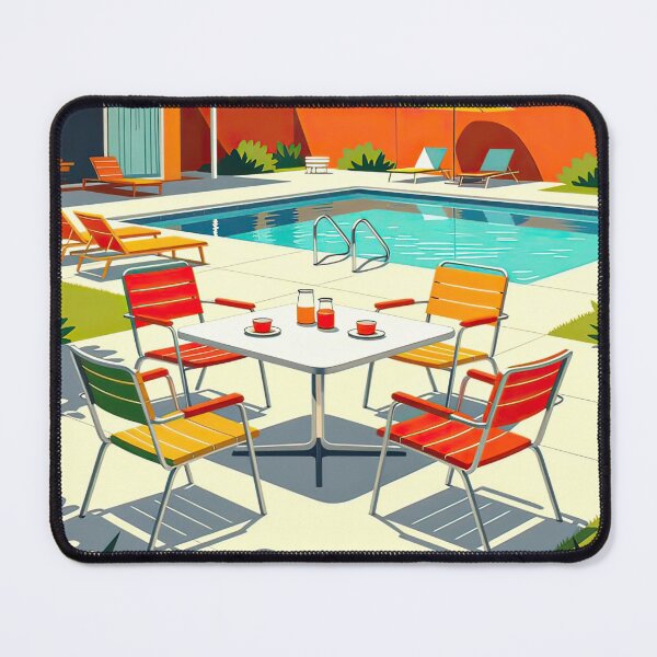 Item preview, Midcentury Poolside Scene designed and sold by Leslie Montgomery Art.