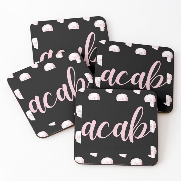 Item preview, ACAB Pink & Black skulls  designed and sold by Luxe Cybertrash.