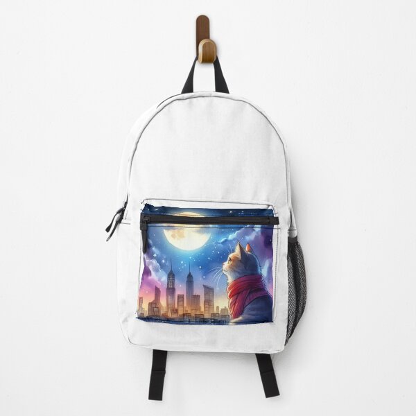 Item preview, Cat Looking At Moon Over City designed and sold by BigBlueArt.